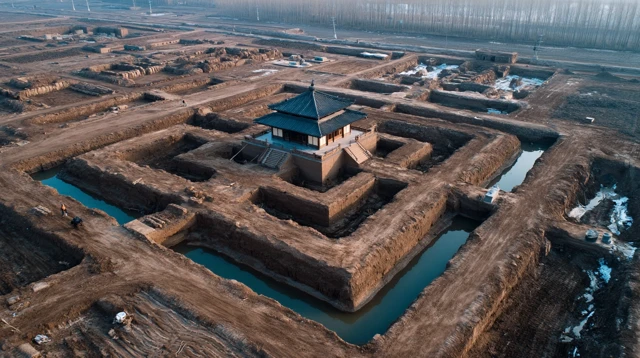 Ancient Chinese City Aerial View SpringAutumn Period