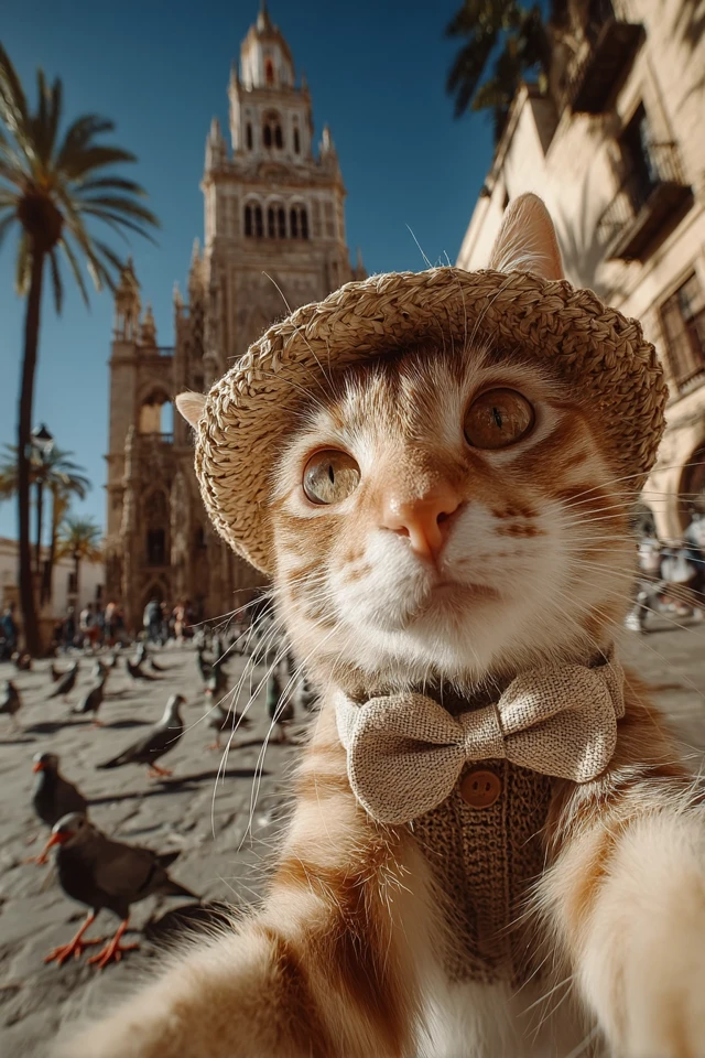 Stylish Cat Selfie Seville Cathedral Spain