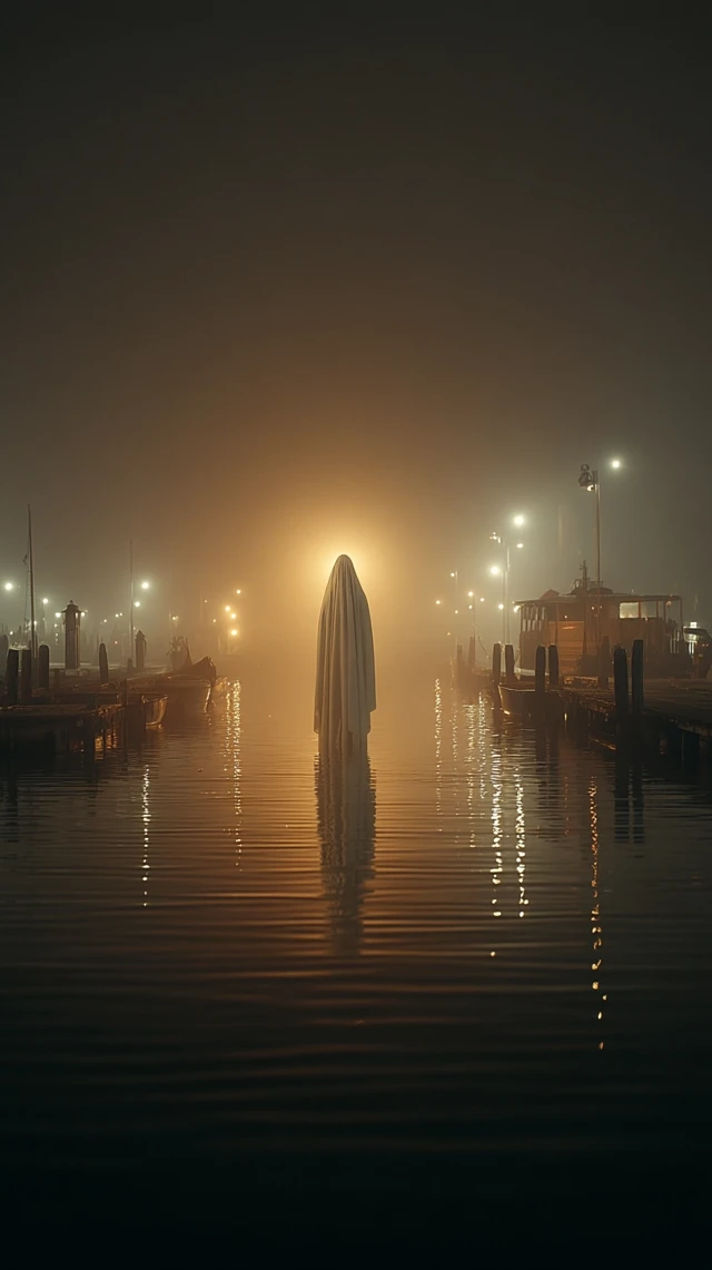 Ghostly Figure Venice Night Scene