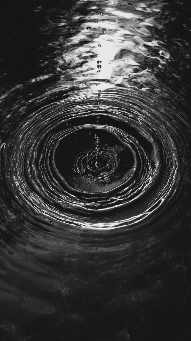 Grayscale Water Ripple Top View