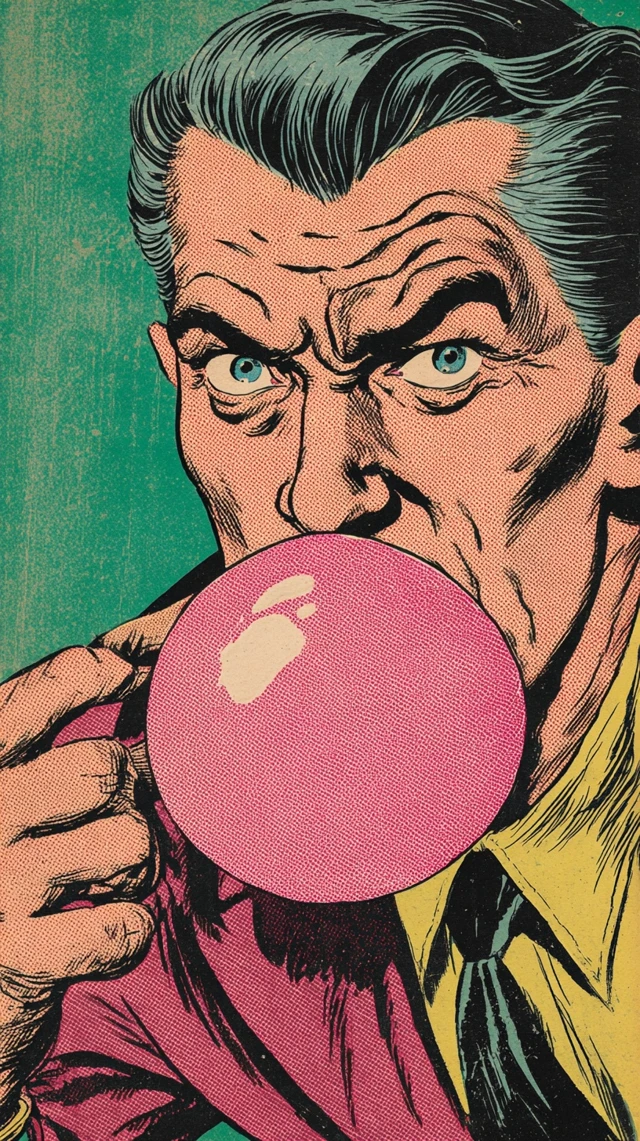 Angry Man Gum Bubble 1960s Comic Art