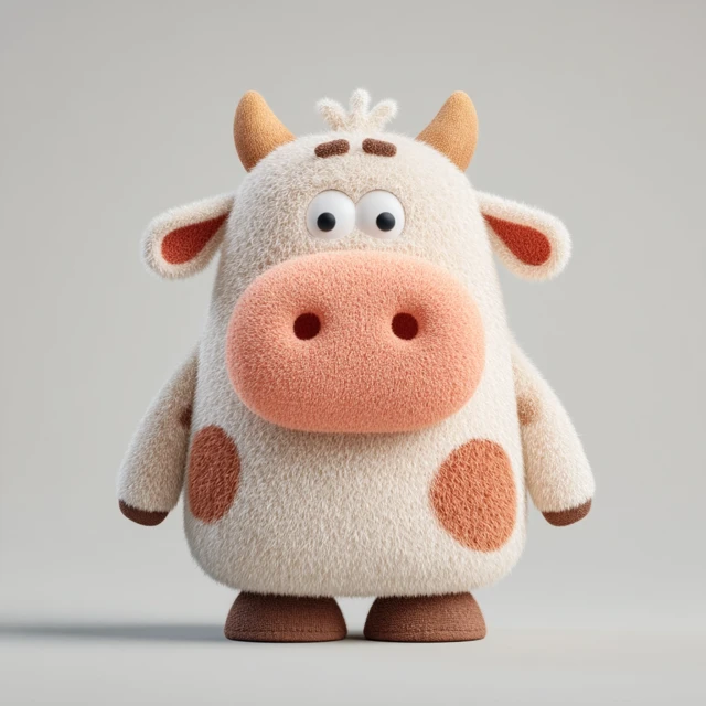 Pixar Style Cartoon Cow Icon