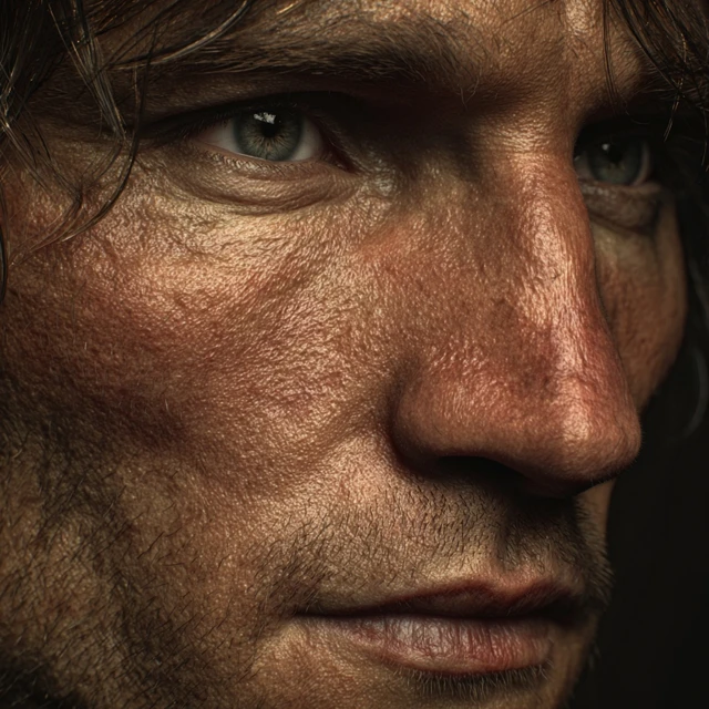 Photorealistic Close Up of a Mans Face