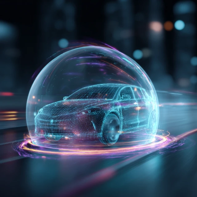 Futuristic Autonomous Vehicle Radar System Visualization