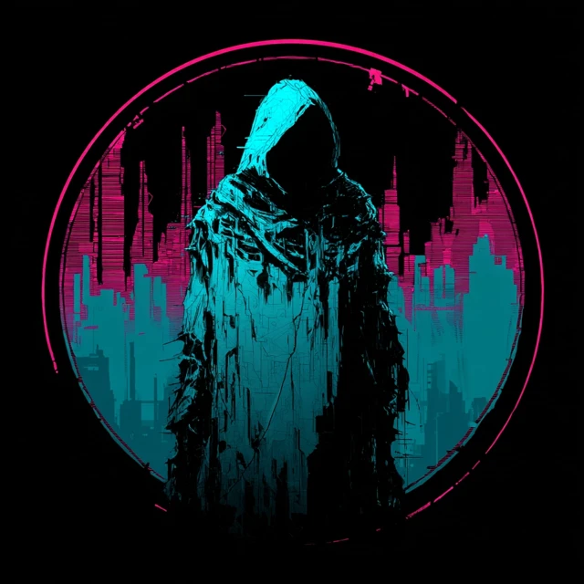 Cyberpunk Hooded Figure Logo