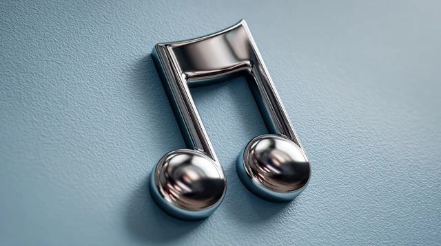 3D Musical Note Silver Metallic Finish Music Symbol