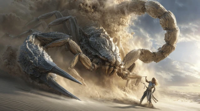 Giant Scorpion vs Warrior Desert Battle
