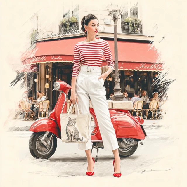 Chic French Woman in Paris Fashion Photography