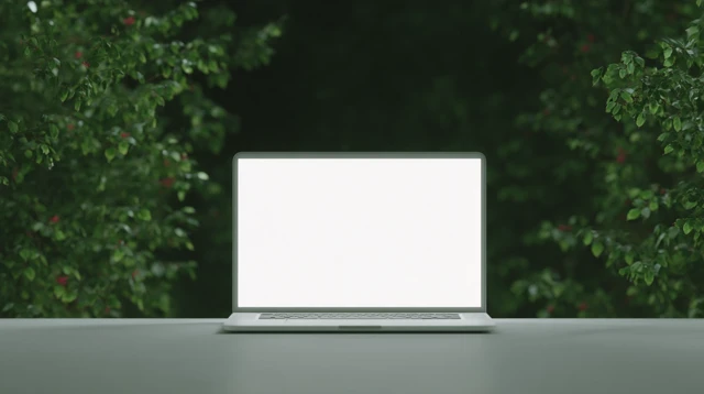 Laptop in Nature Hyperrealistic Render