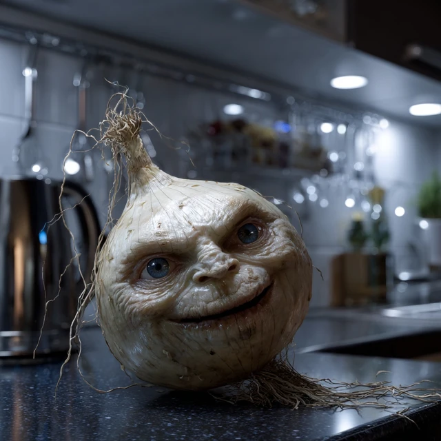 Realistic Onion with Human Face Surreal Art