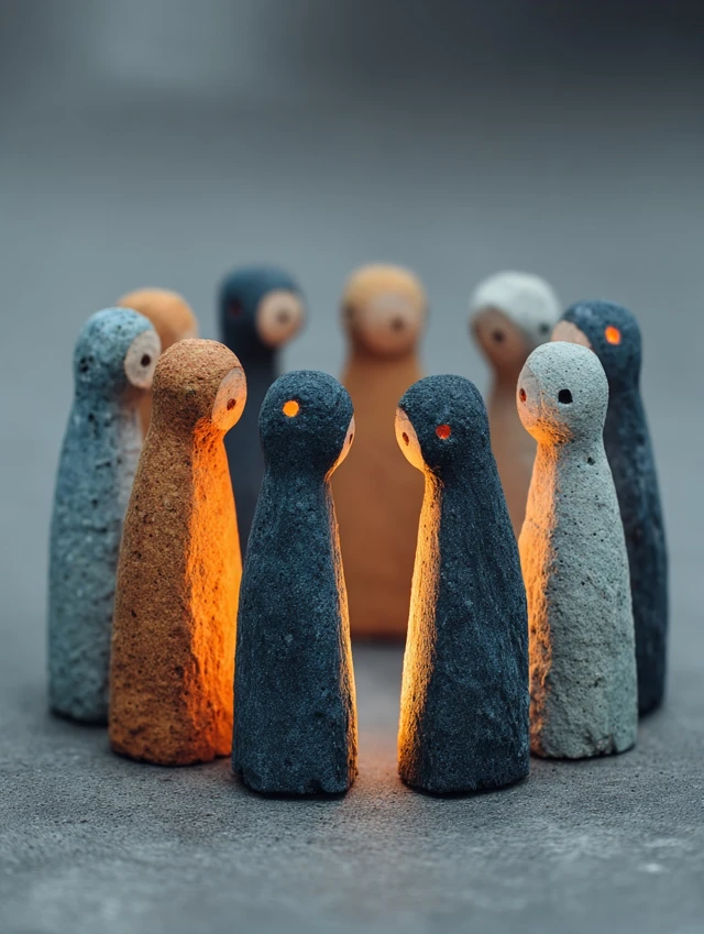 Ceramic Figures Glowing Circle Concept Art