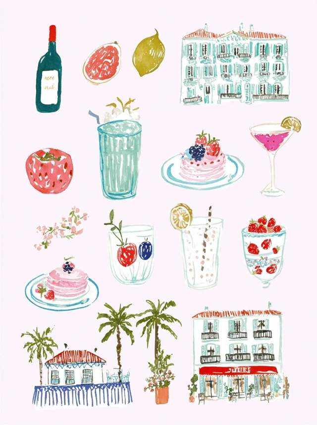 Hand Drawn Wedding Summer Europe Illustrations