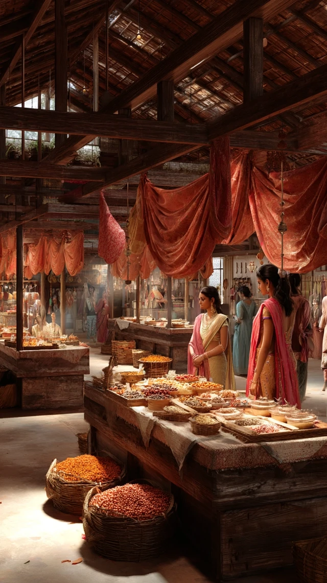 Fair in a Room with Stalls Selling Products