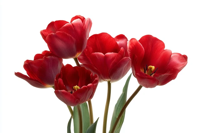Red Tulips on White: Floral Photography