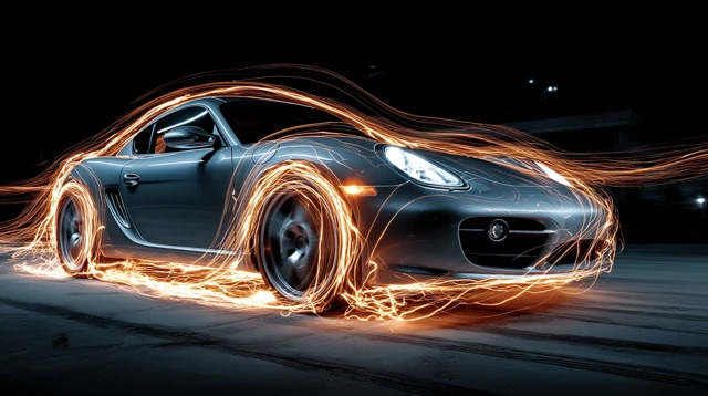 Sports Car Light Painting Art