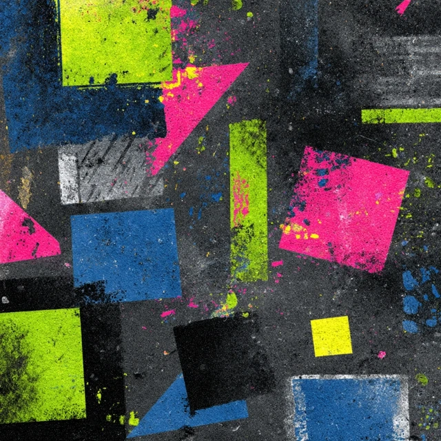 Abstract Geometric Neon Collage Art
