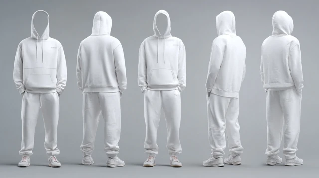 White Hooded Sweatshirt and Sport Trousers