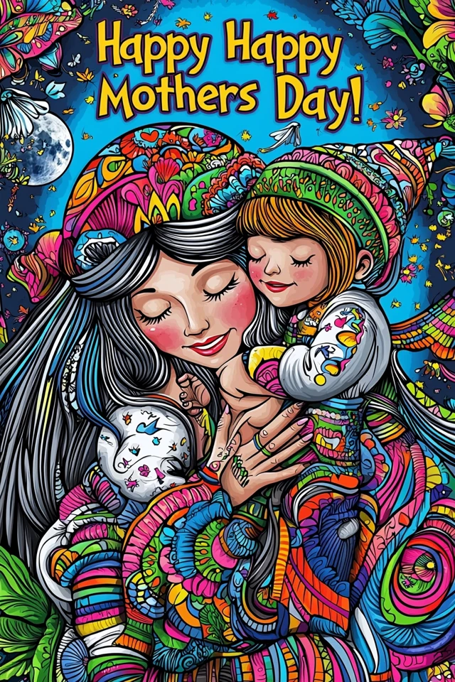 Happy Mothers Day Art: Earth Goddess and Kids