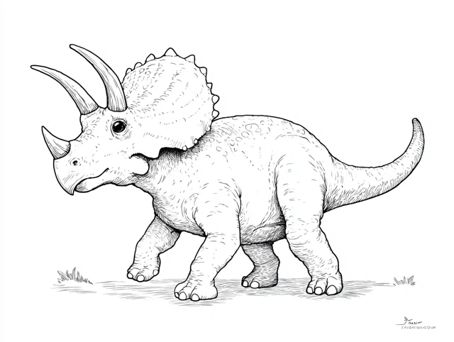 Triceratops Coloring Page For Kids Simple Illustration