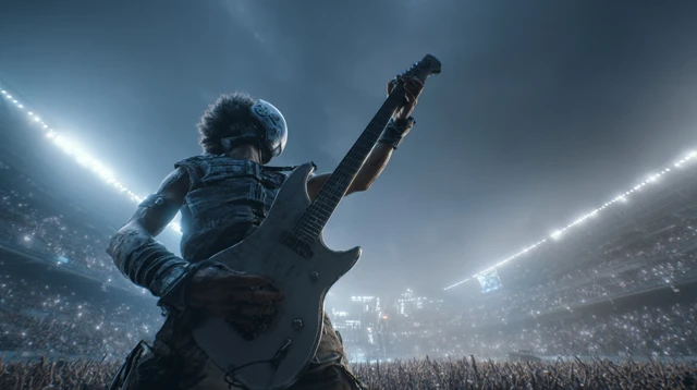 Alien Guitarist Rocks Futuristic Arena SciFi
