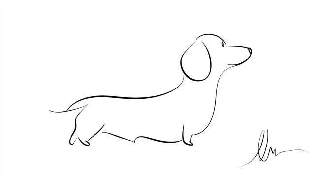 Minimalist Dachshund Line Drawing Black and White Vector