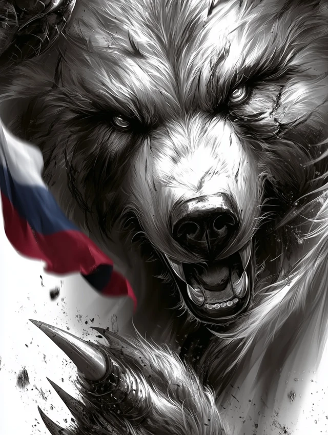 Furious Bear Roaring Powerful Claw