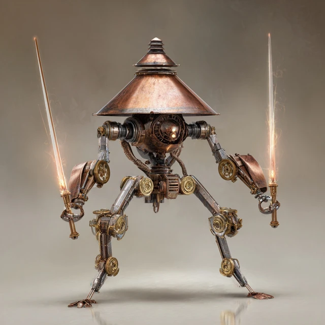 Steampunk Sentry Robot Pyramid with Blades
