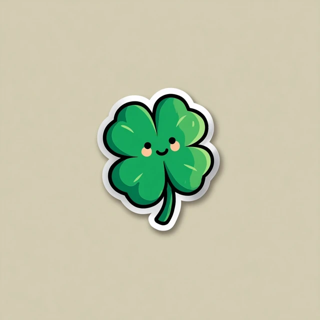 Cute Kawaii Clover Sticker Illustration