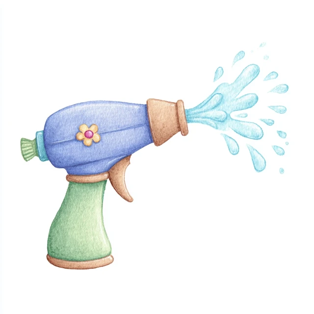 Watercolor Clipart Squirt Gun Nursery Art
