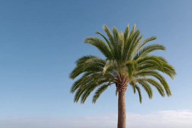 Minimalist Palm Tree Against Clear Sky