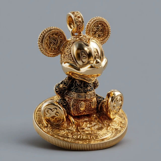 Gold Mickey Mouse Brooch Jewelry Design