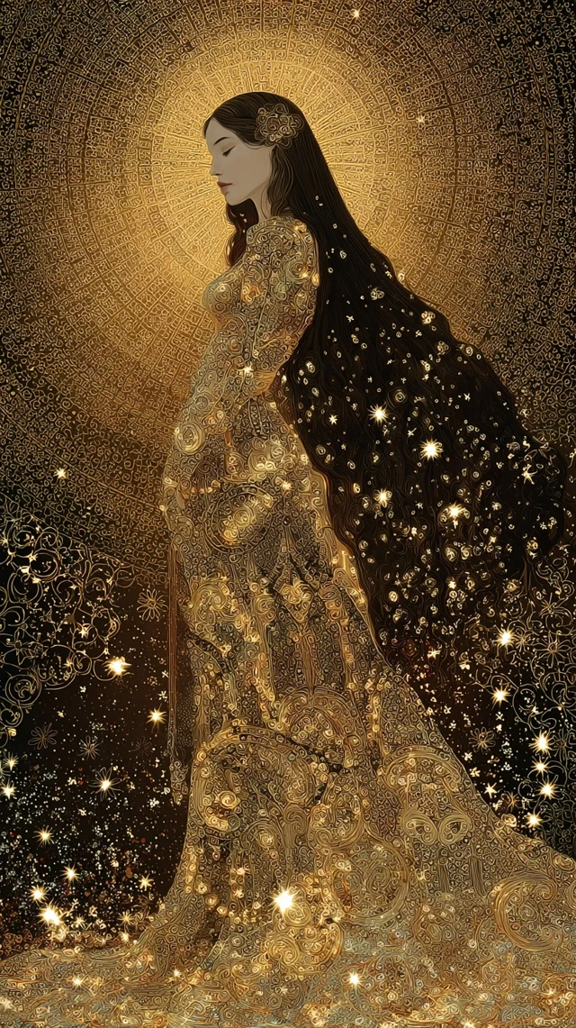 Gustav Klimt Inspired Crocheted Woman Fantasy Art
