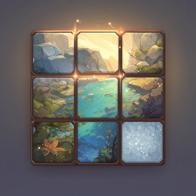 Sliding Tile Game Icon Nature Puzzle