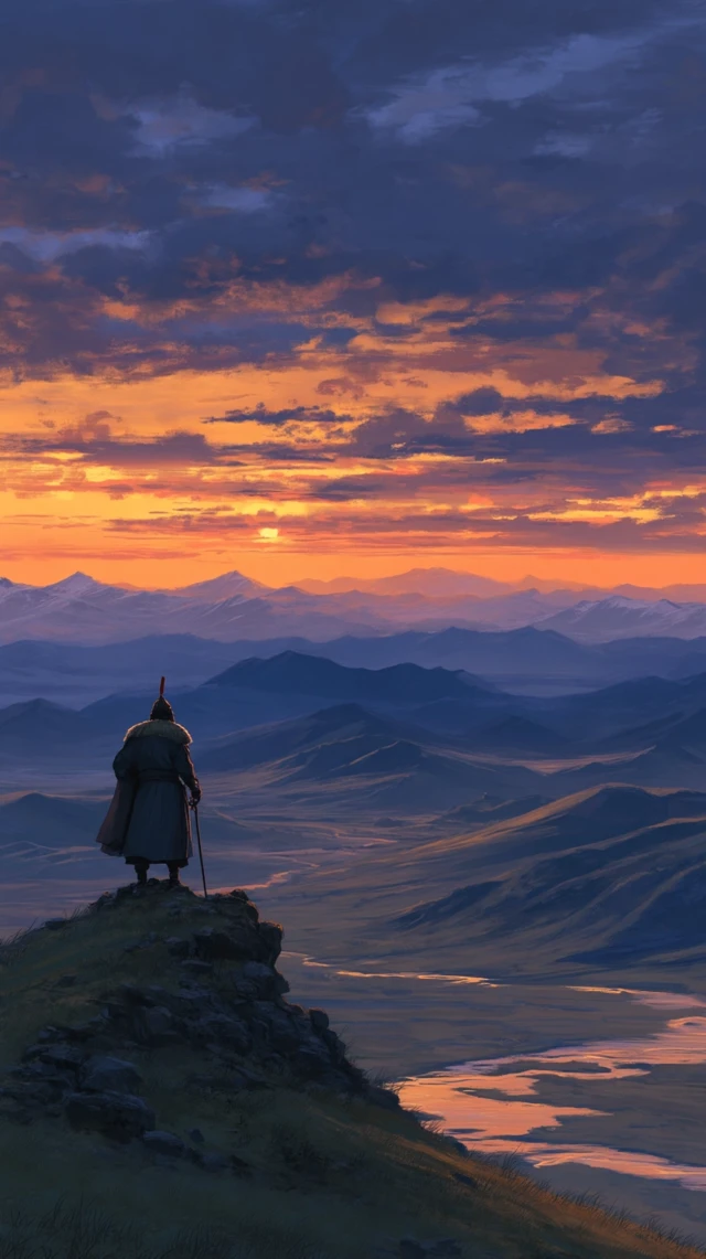 Genghis Khan Dawn Over Mountains New Beginnings