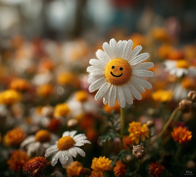Daisy Flower Smiley Face Springtime Photo