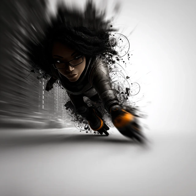 Cyberpunk Rollerblader in Motion Anime Illustration