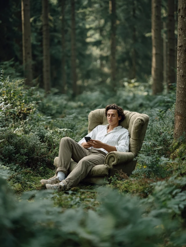 Man in Forest Therapy Online Session