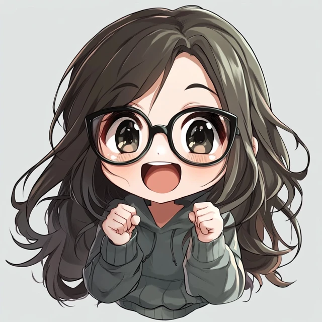 Cute Anime Girl Brunette Hair Nerdy Glasses