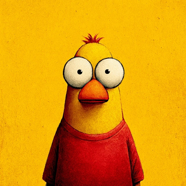 Funny Chicken Illustration Cartoon Character