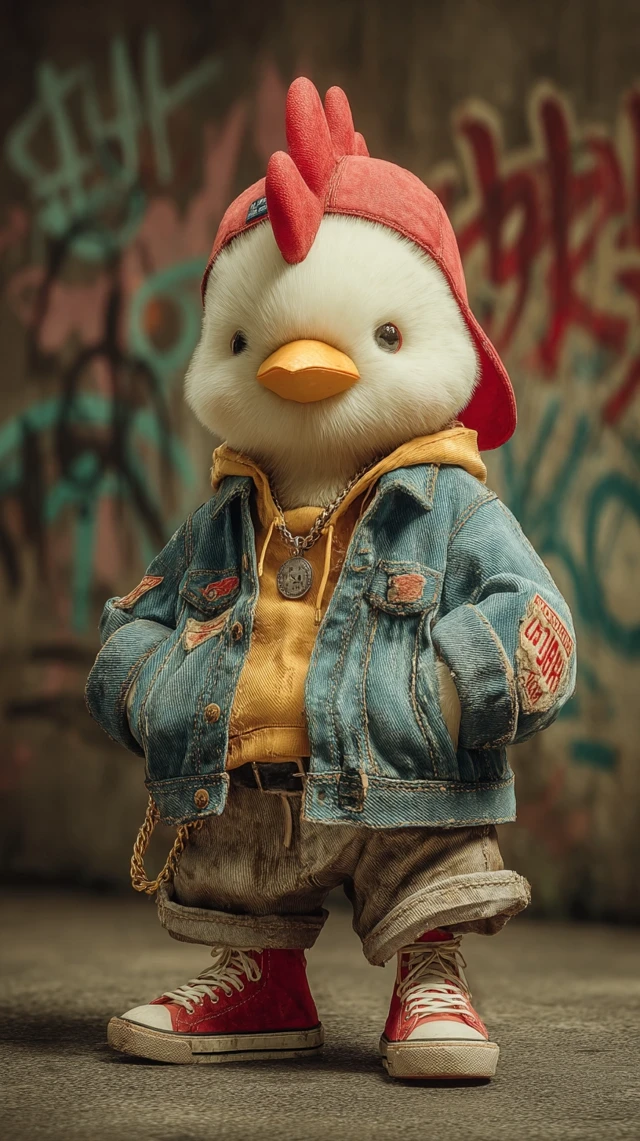 Cute Hip Hop Chicken on Graffiti Street