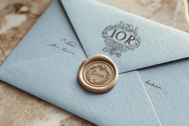 Dior Envelope Rococo Style Wax Seal on Marble