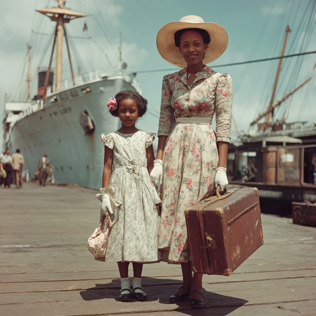 Windrush Day 1948 Mother and Daughter Arrival