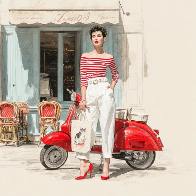 Chic French Woman in Paris Fashion Photography
