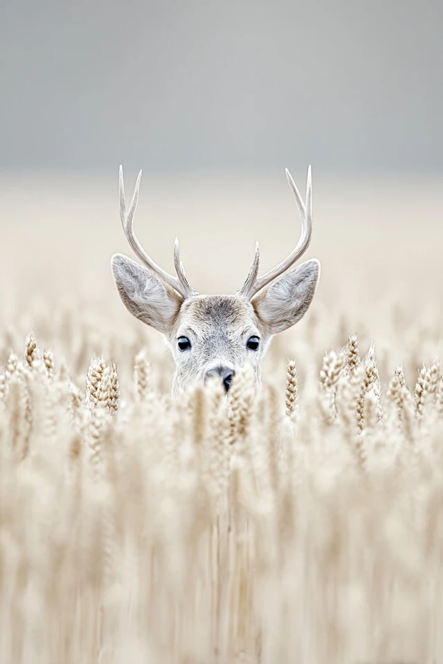 Stag in Wheat Field Wildlife Photography