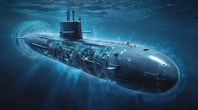 Indian Navy Submarine Underwater Illustration