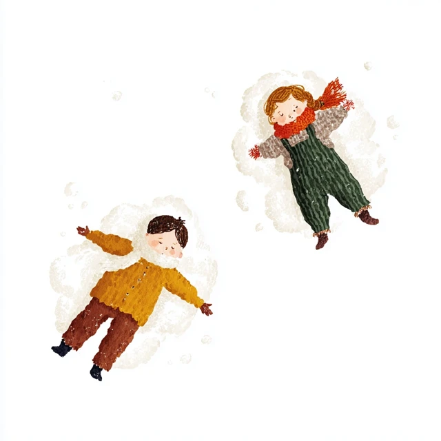 Snow Angels Cute Childrens Illustration