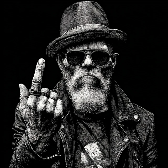 Skull Gangster Giving Middle Finger Art