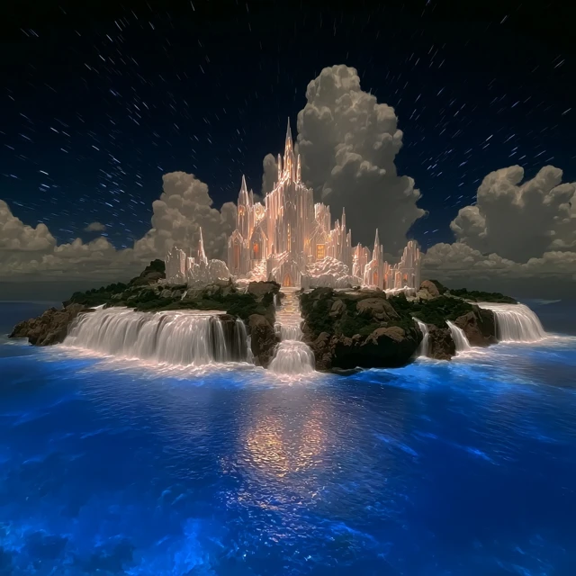 Floating Island Temple Fantasy Art