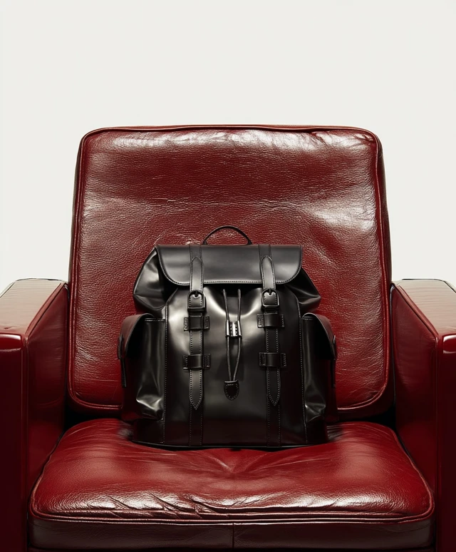 Luxury Backpack on Red Leather Seat Modern Design