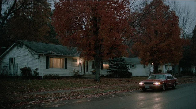 Autumn Suburban Street Scene Wisconsin Night